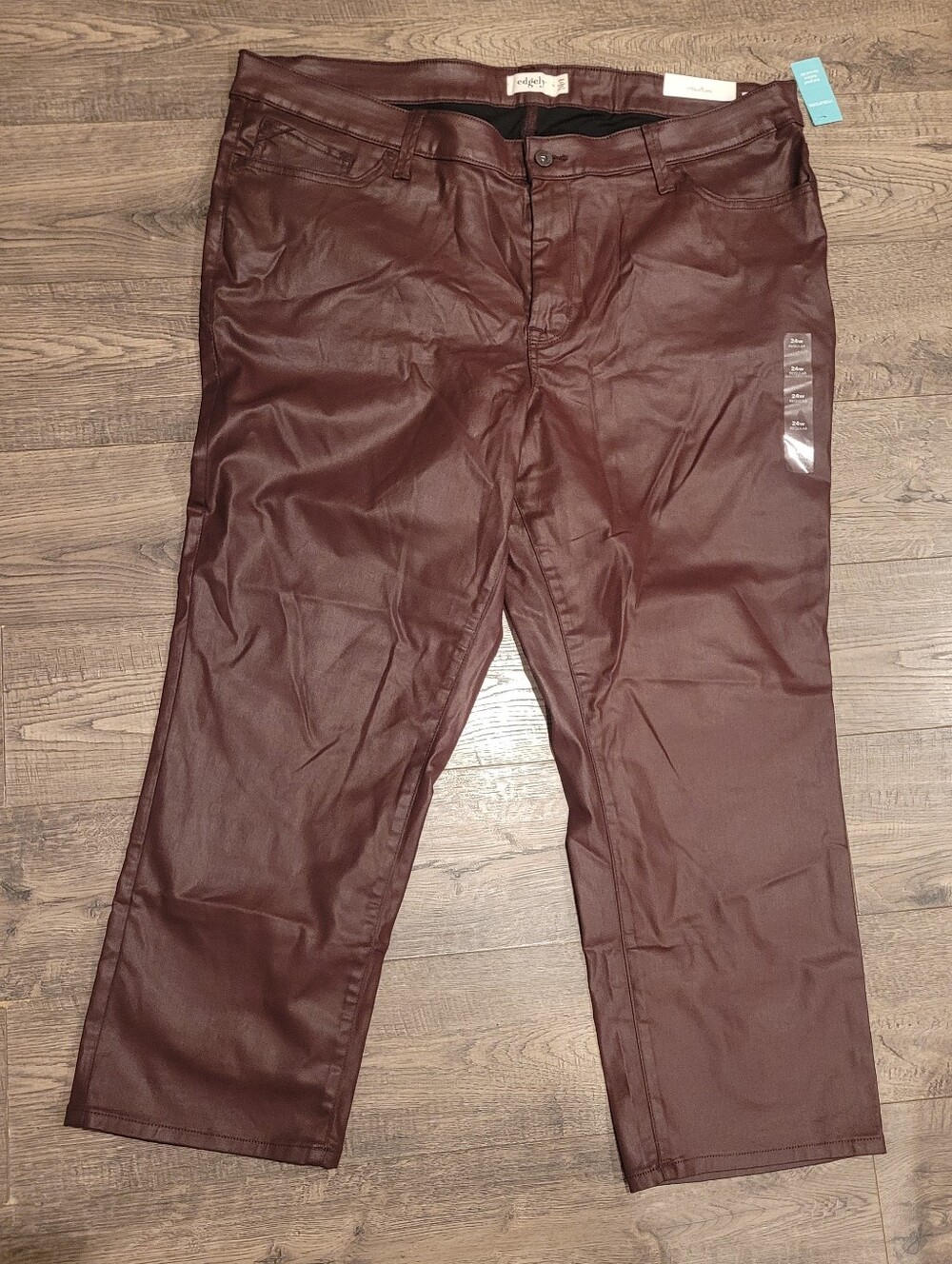 Maurice's Edgely Slim Straight High Rise Ankle Faux Leather Jeans NWT 24W